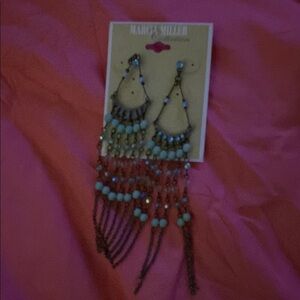 Turquoise and Gold Chandelier Earrings